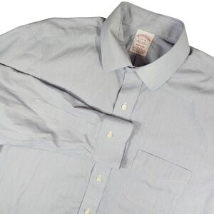 Brooks Brothers Madison Fit Men 15.5 36 Blue Pinstripe Supima Cotton Blend Shirt